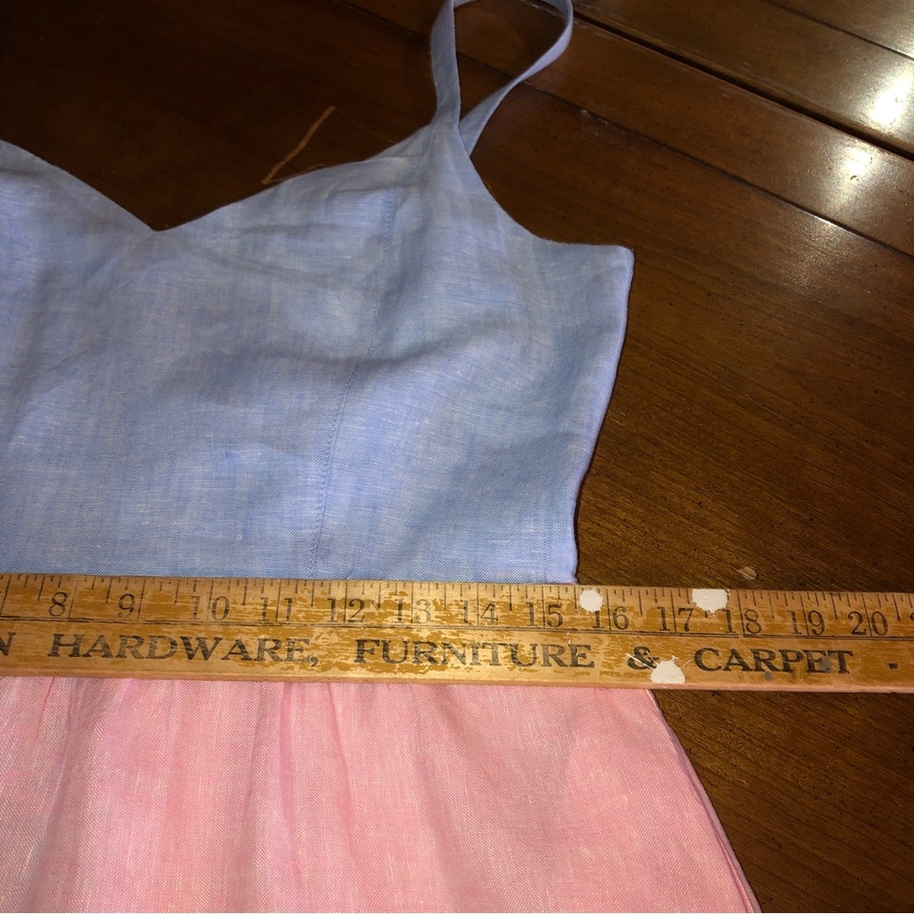 PREOWNED Cynthia Rowley PINK AND BLUE 100% Linen Dress SZ M - Picture 5 of 7